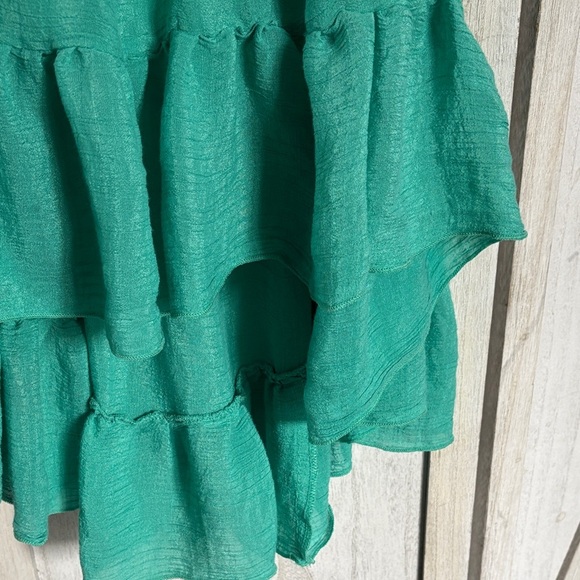 Green Ruffled Strapless Dress - Picture 6 of 9